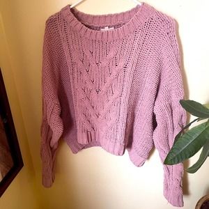 LA Hearts Chunky Cozy Pale Pink Sweater, Size Large